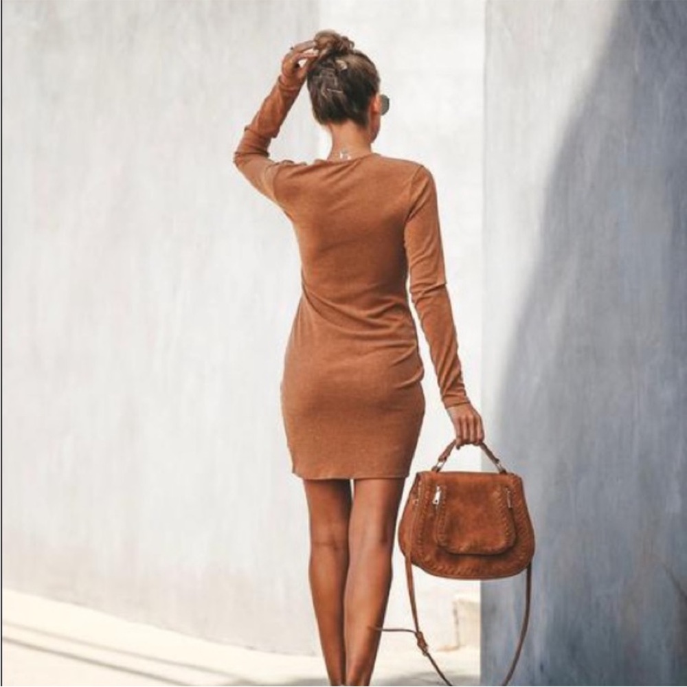 Vici Tan Ribbed Knit Dress - Picture 9 of 9